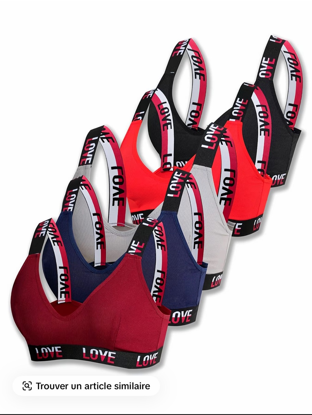 Love Seamless Sports Bralette Set - Red, Navy, Burgundy, Gray, Black